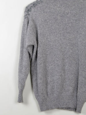 Women's Vintage Grey Embellished Jumper S/M - The Harlequin