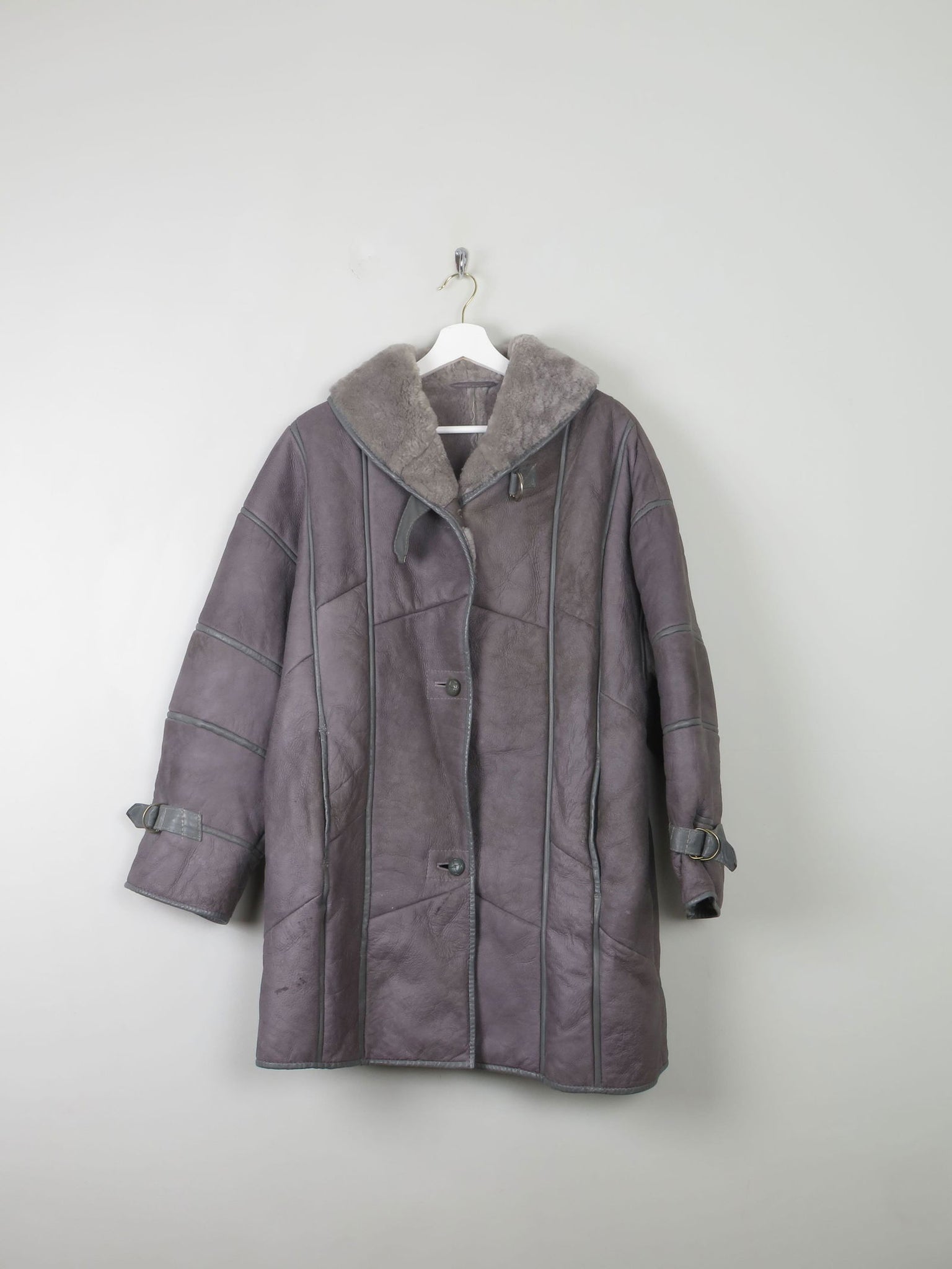 Women's Vintage Grey Shearling  Short Coat S-L - The Harlequin