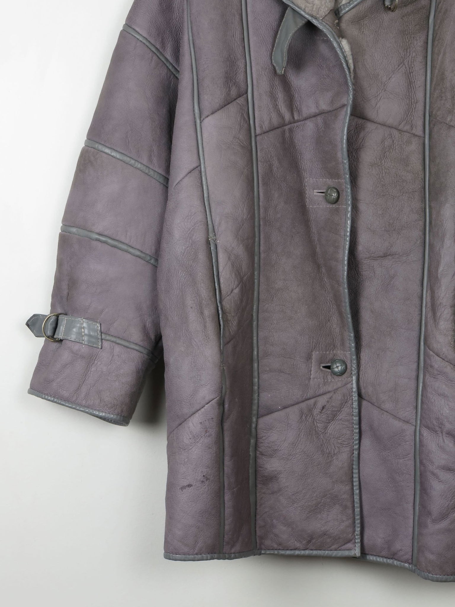 Women's Vintage Grey Shearling  Short Coat S-L - The Harlequin
