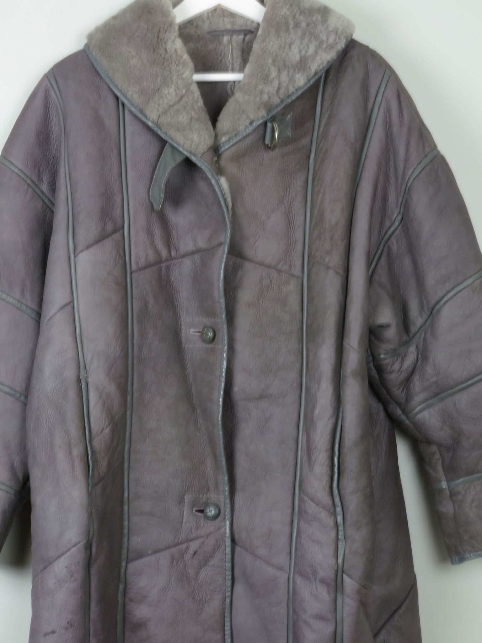 Women's Vintage Grey Shearling  Short Coat S-L - The Harlequin