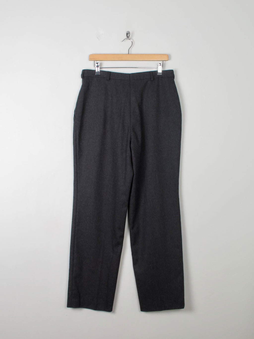 Women's Vintage Grey Wool Trousers L 33"/31L - The Harlequin