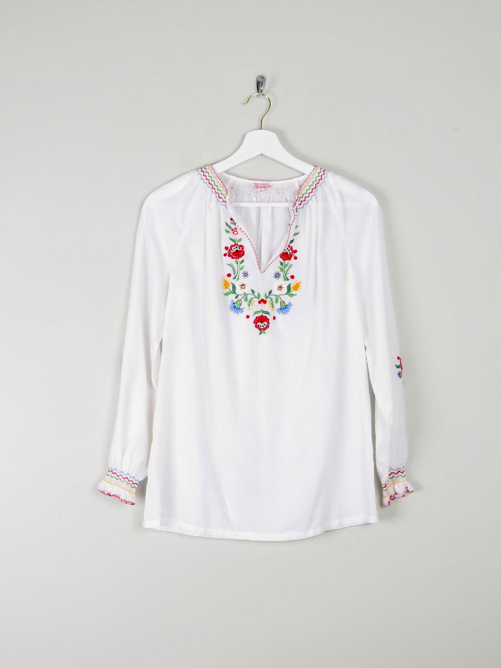 Women's Vintage Hungarian Embroidered Peasant Blouse S - The Harlequin