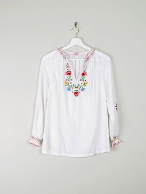 Women's Vintage Hungarian Embroidered Peasant Blouse S - The Harlequin