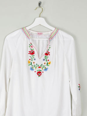 Women's Vintage Hungarian Embroidered Peasant Blouse S - The Harlequin