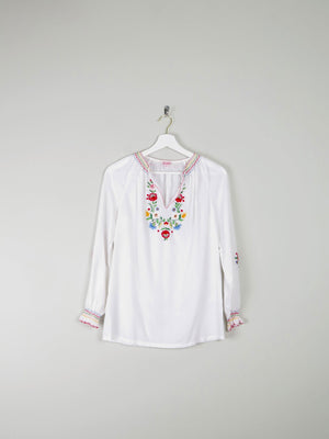 Women's Vintage Hungarian Embroidered Peasant Blouse S - The Harlequin