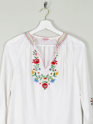 Women's Vintage Hungarian Embroidered Peasant Blouse S - The Harlequin