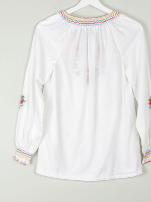 Women's Vintage Hungarian Embroidered Peasant Blouse S - The Harlequin