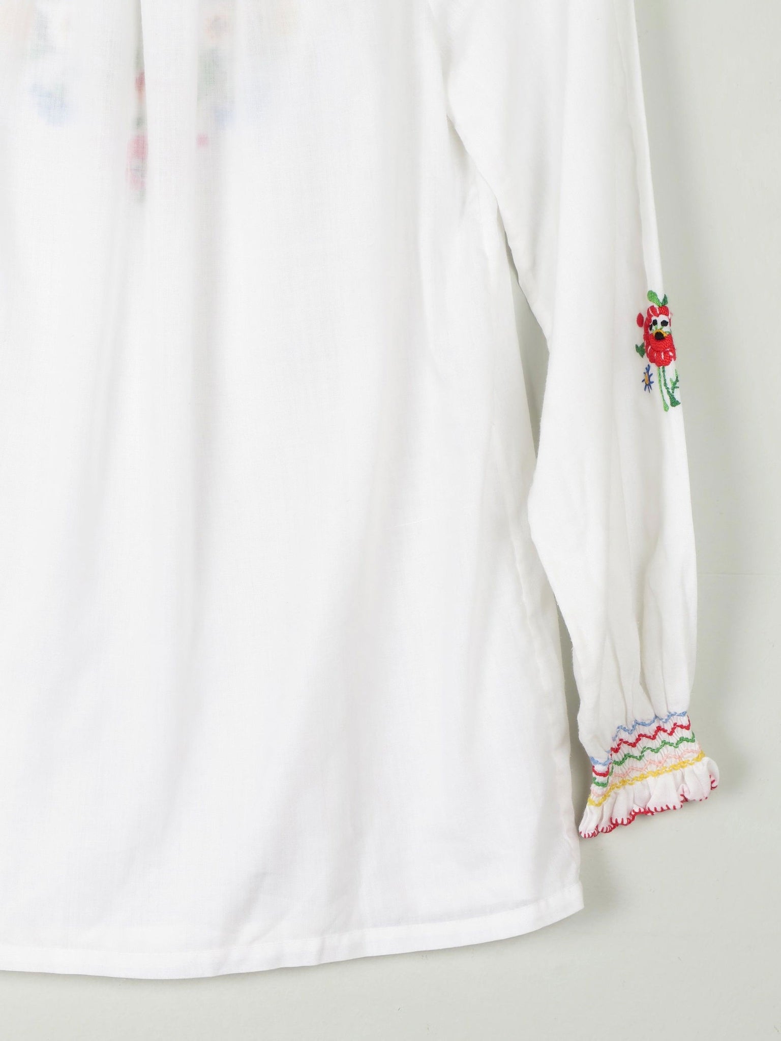 Women's Vintage Hungarian Embroidered Peasant Blouse S - The Harlequin