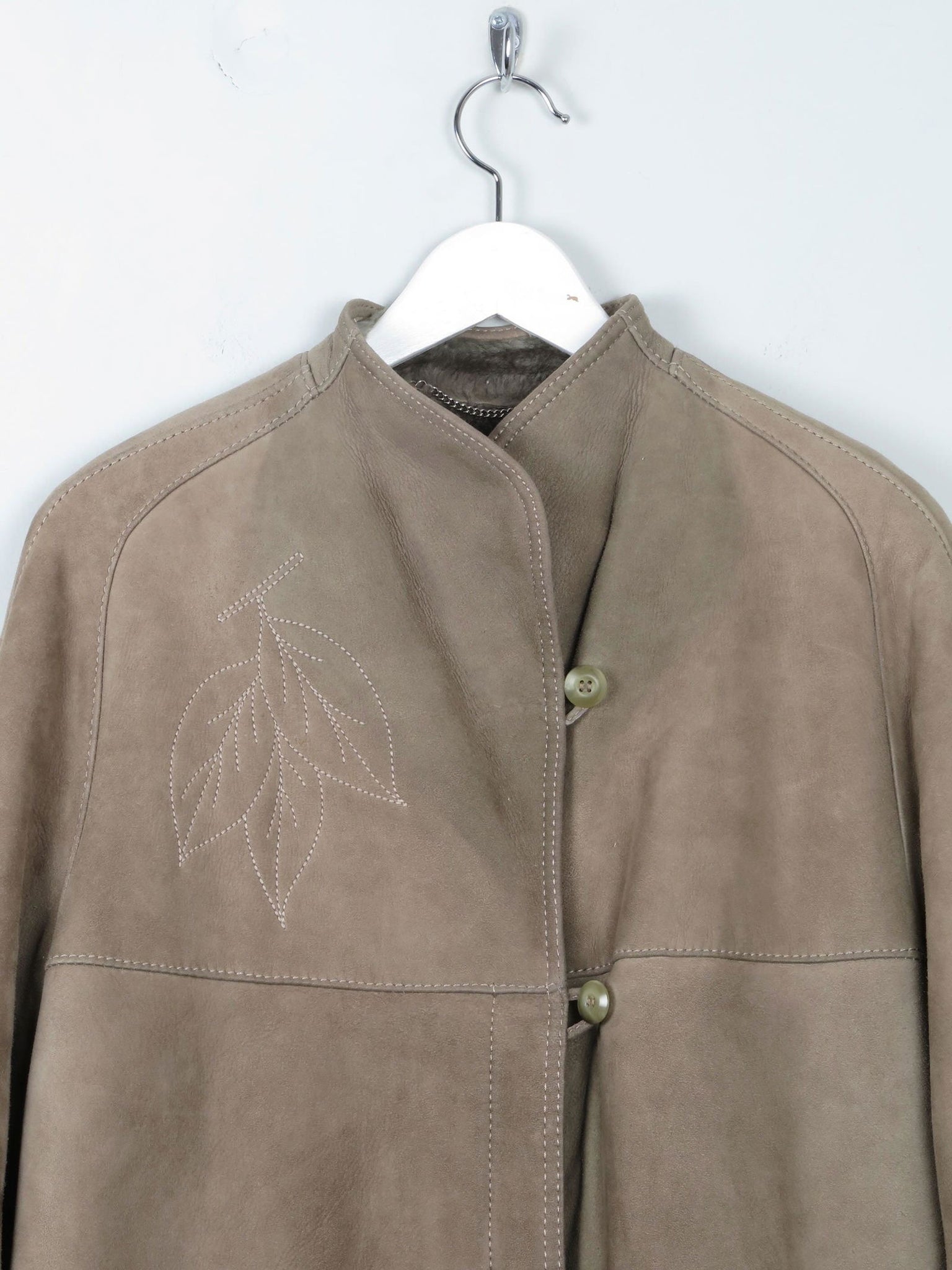 Women's Vintage Khaki Green Sheepskin Coat S/M - The Harlequin