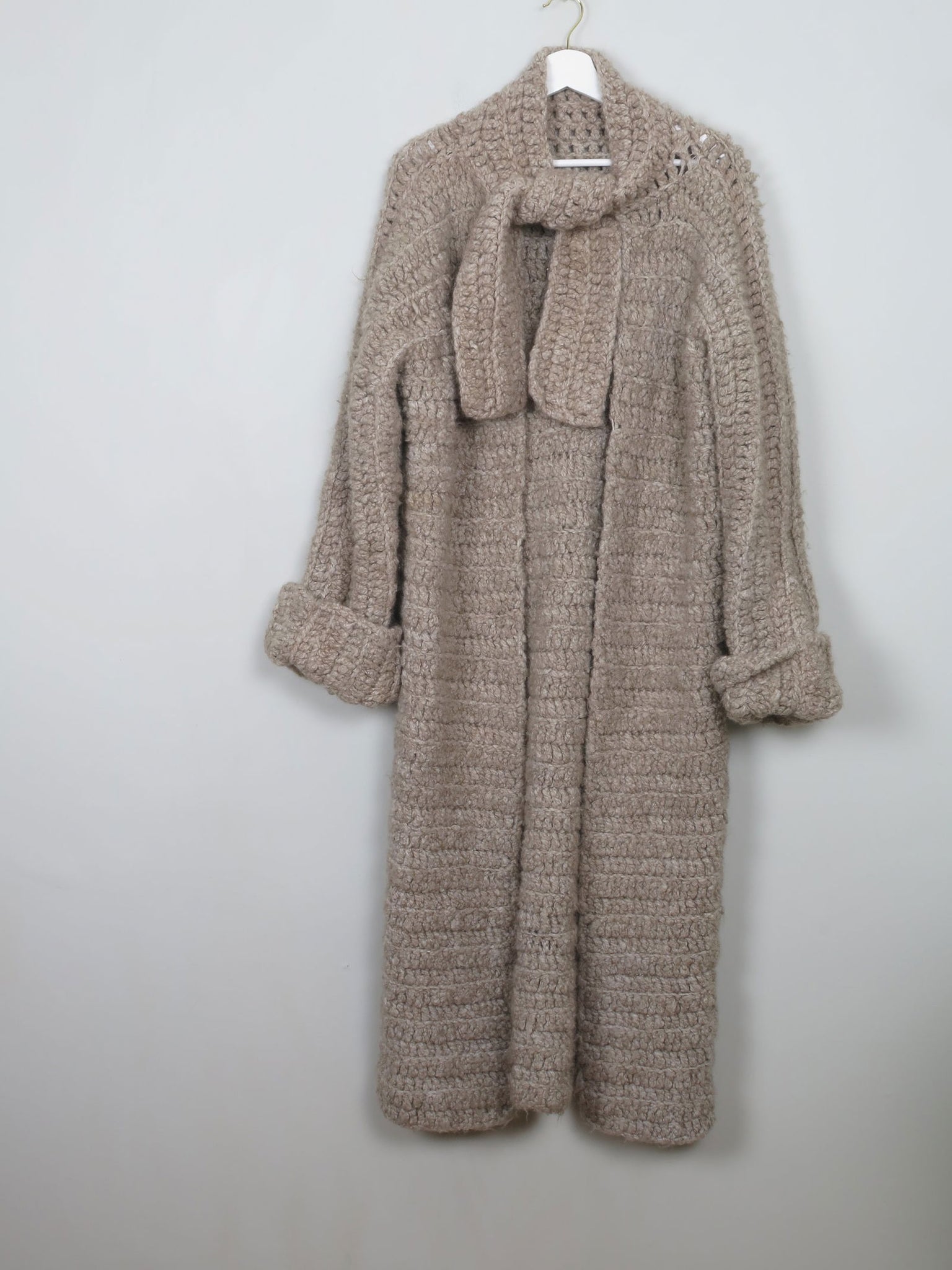 Women's Vintage Knitted Coat Light Brown M - The Harlequin