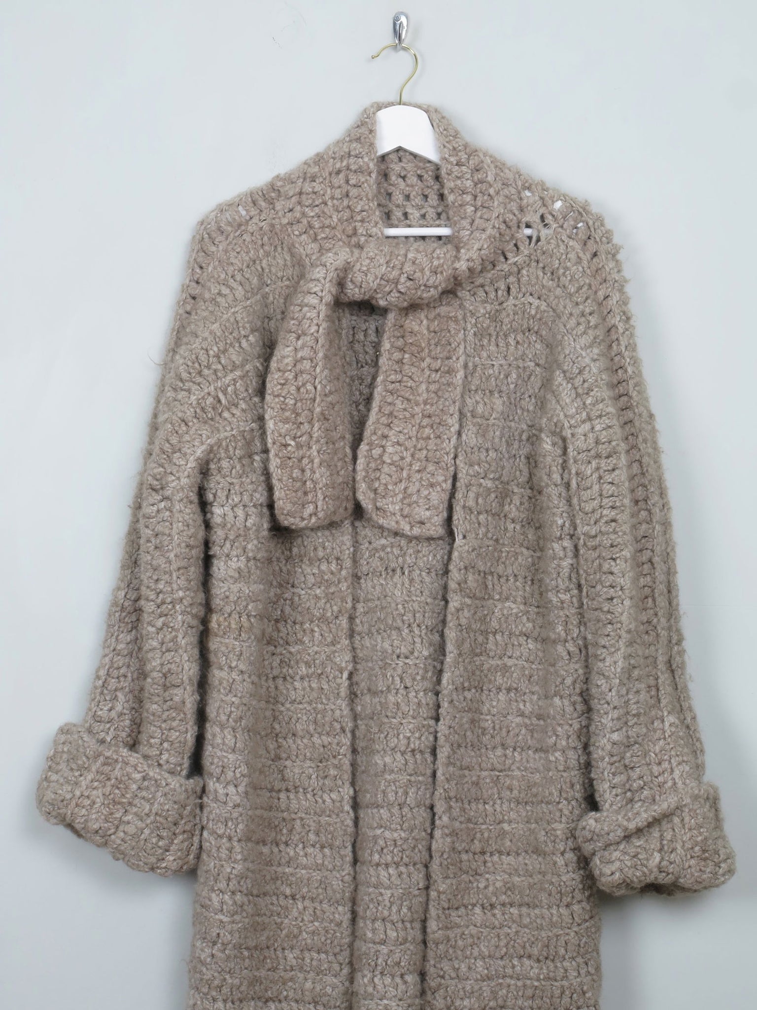 Women's Vintage Knitted Coat Light Brown M - The Harlequin