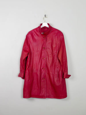 Women's Vintage Leather Coat Red M - The Harlequin