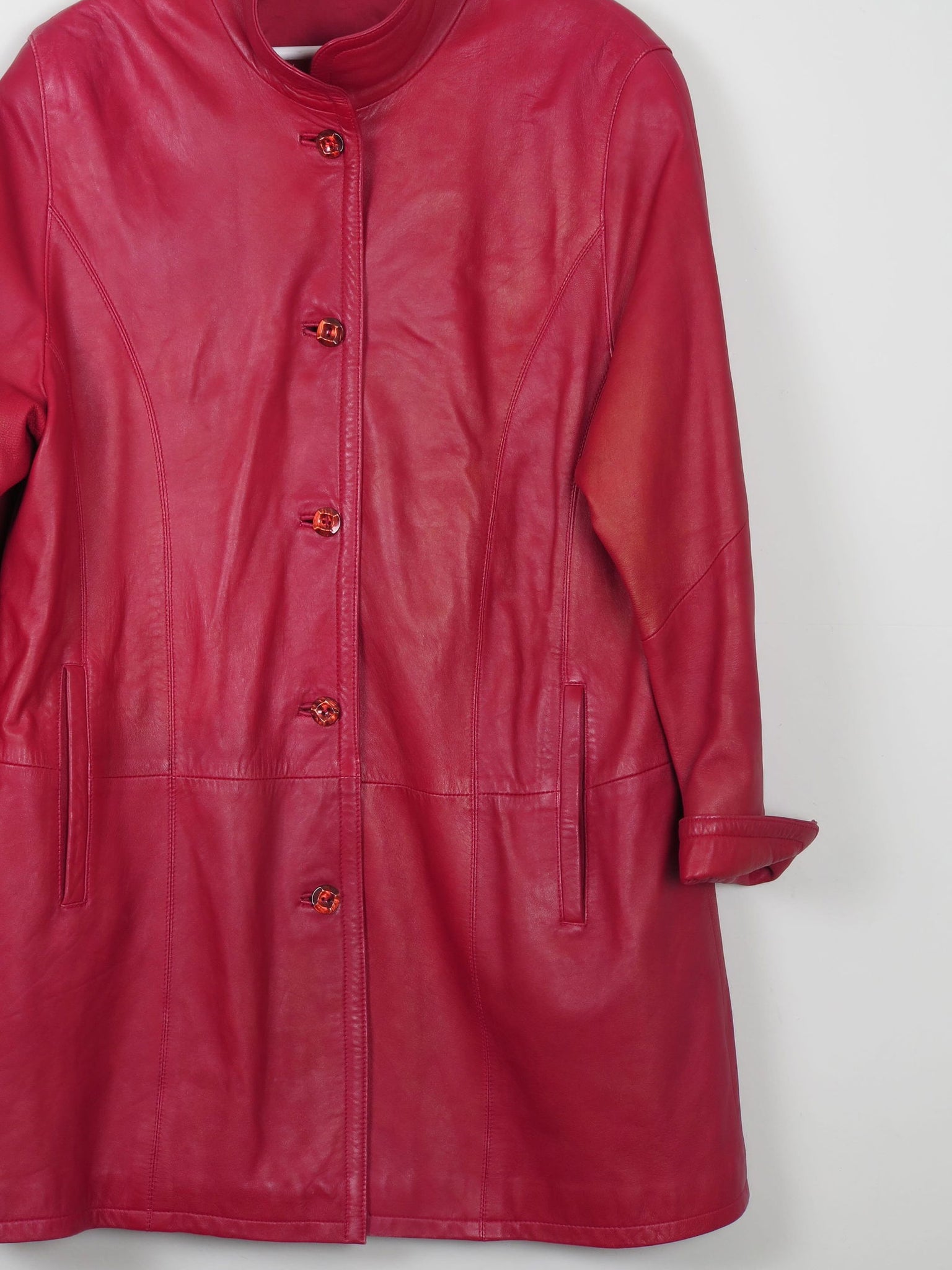 Women's Vintage Leather Coat Red M - The Harlequin