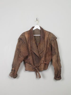 Women's Vintage Leather Cropped Jacket S/M - The Harlequin