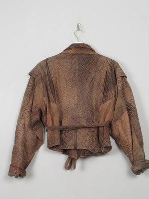 Women's Vintage Leather Cropped Jacket S/M - The Harlequin