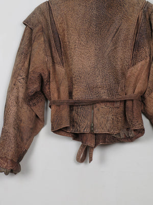 Women's Vintage Leather Cropped Jacket S/M - The Harlequin
