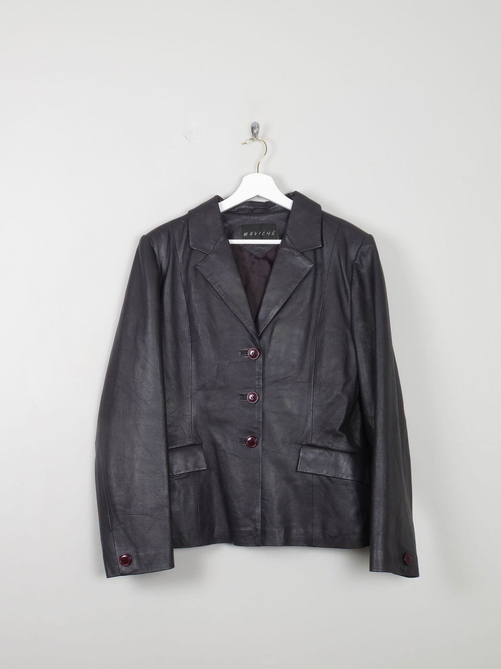 Women's Vintage Leather Jacket Plum L - The Harlequin
