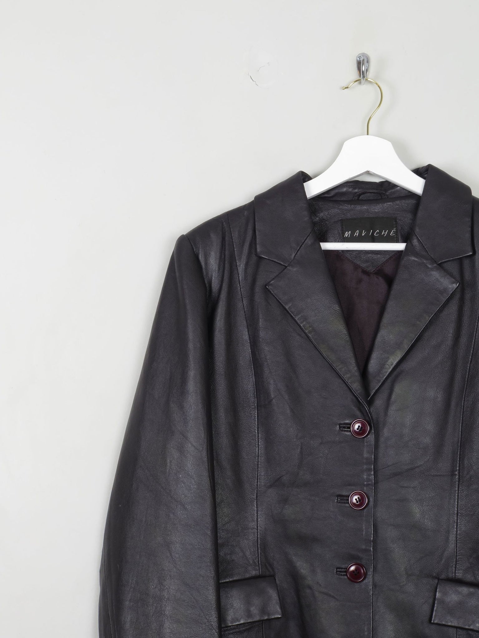 Women's Vintage Leather Jacket Plum L - The Harlequin