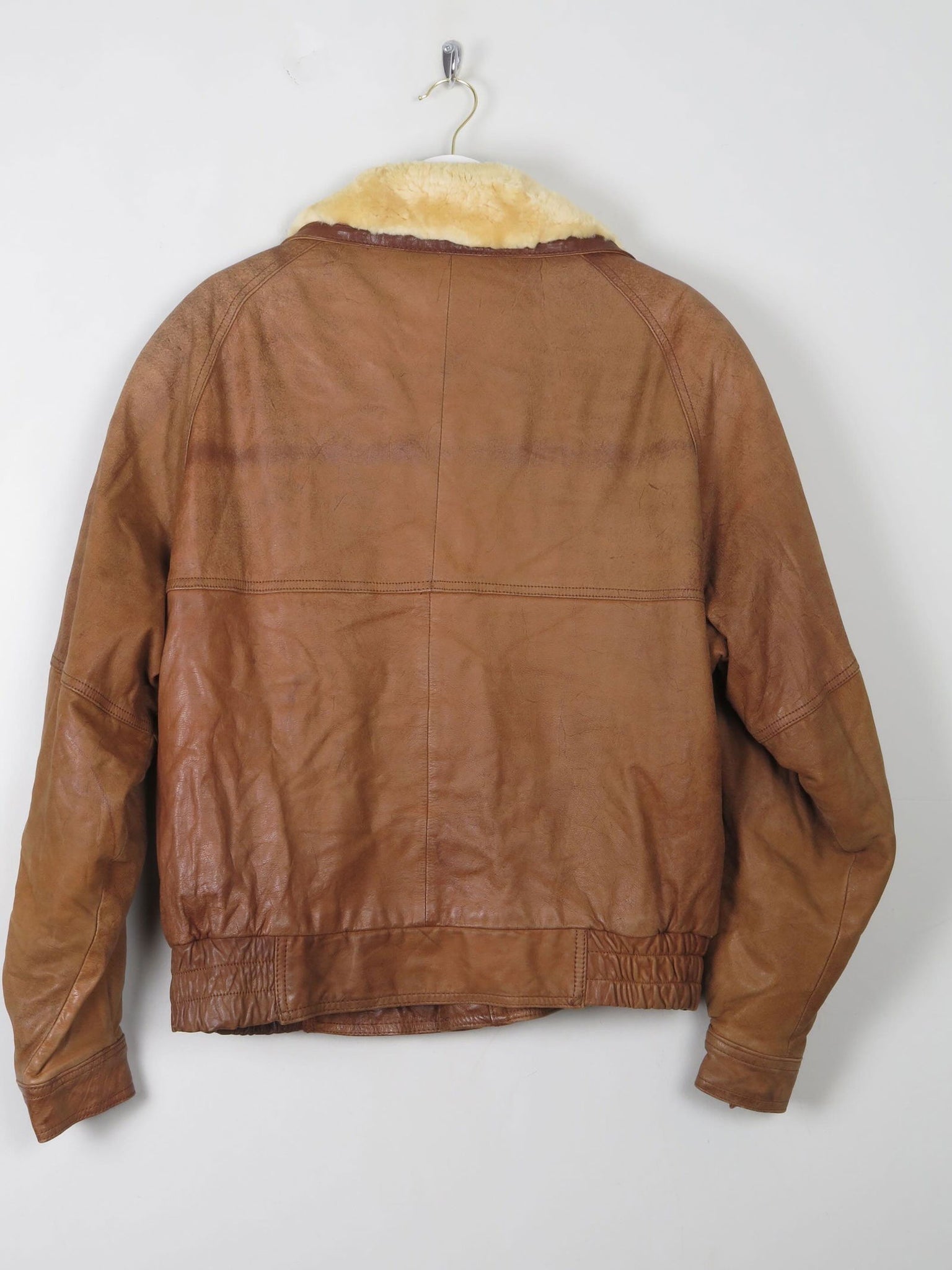 Women's Vintage Leather Jacket With Sheepskin Trim M - The Harlequin