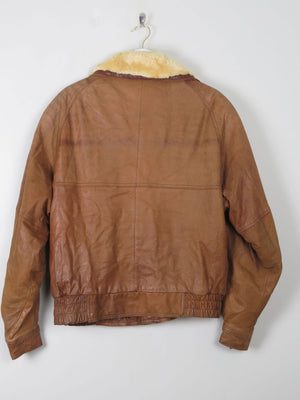 Women's Vintage Leather Jacket With Sheepskin Trim M - The Harlequin