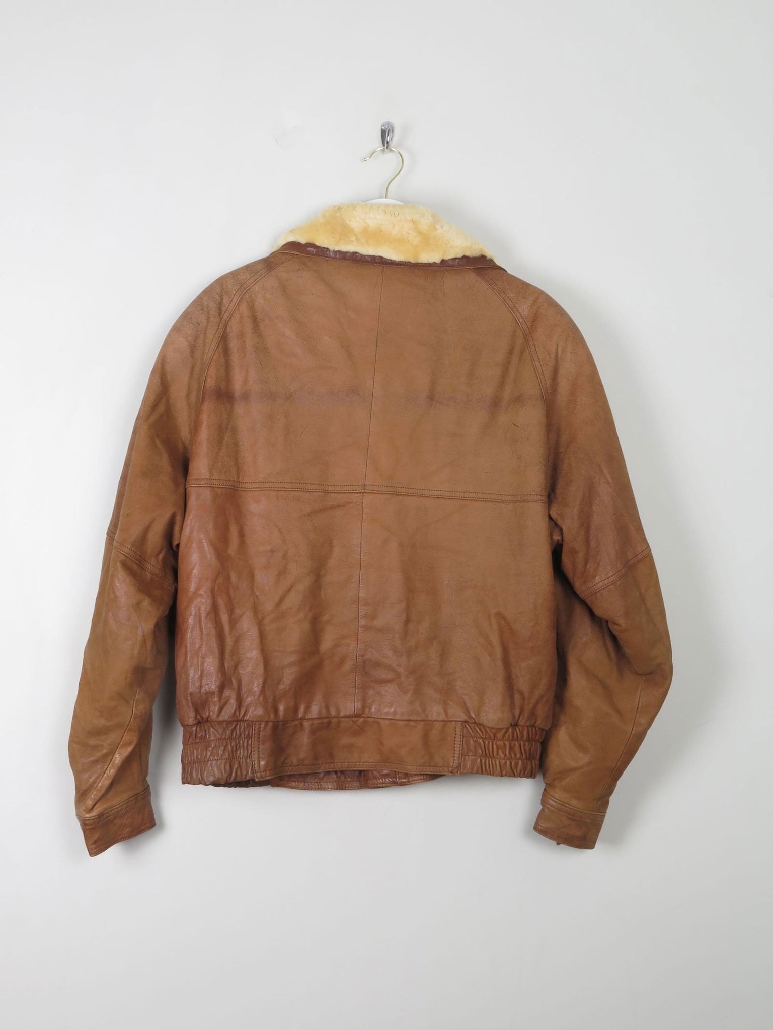 Women's Vintage Leather Jacket With Sheepskin Trim M - The Harlequin
