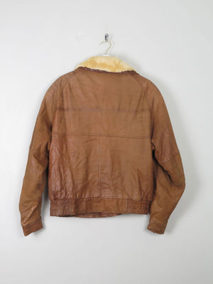 Women's Vintage Leather Jacket With Sheepskin Trim M - The Harlequin