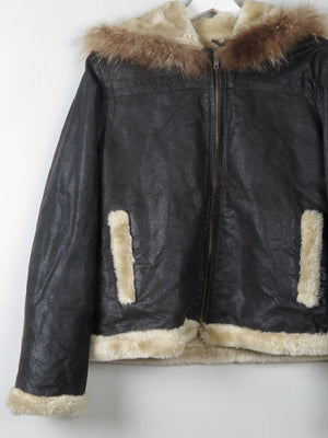 Women's Vintage Leather Lined Jacket With Hood M - The Harlequin