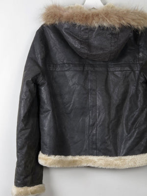 Women's Vintage Leather Lined Jacket With Hood M - The Harlequin