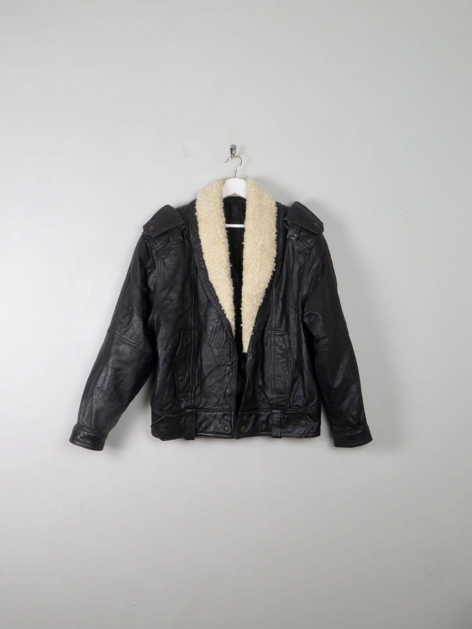 Women's Vintage Leather & Sheepskin Bomber Jacket S - The Harlequin