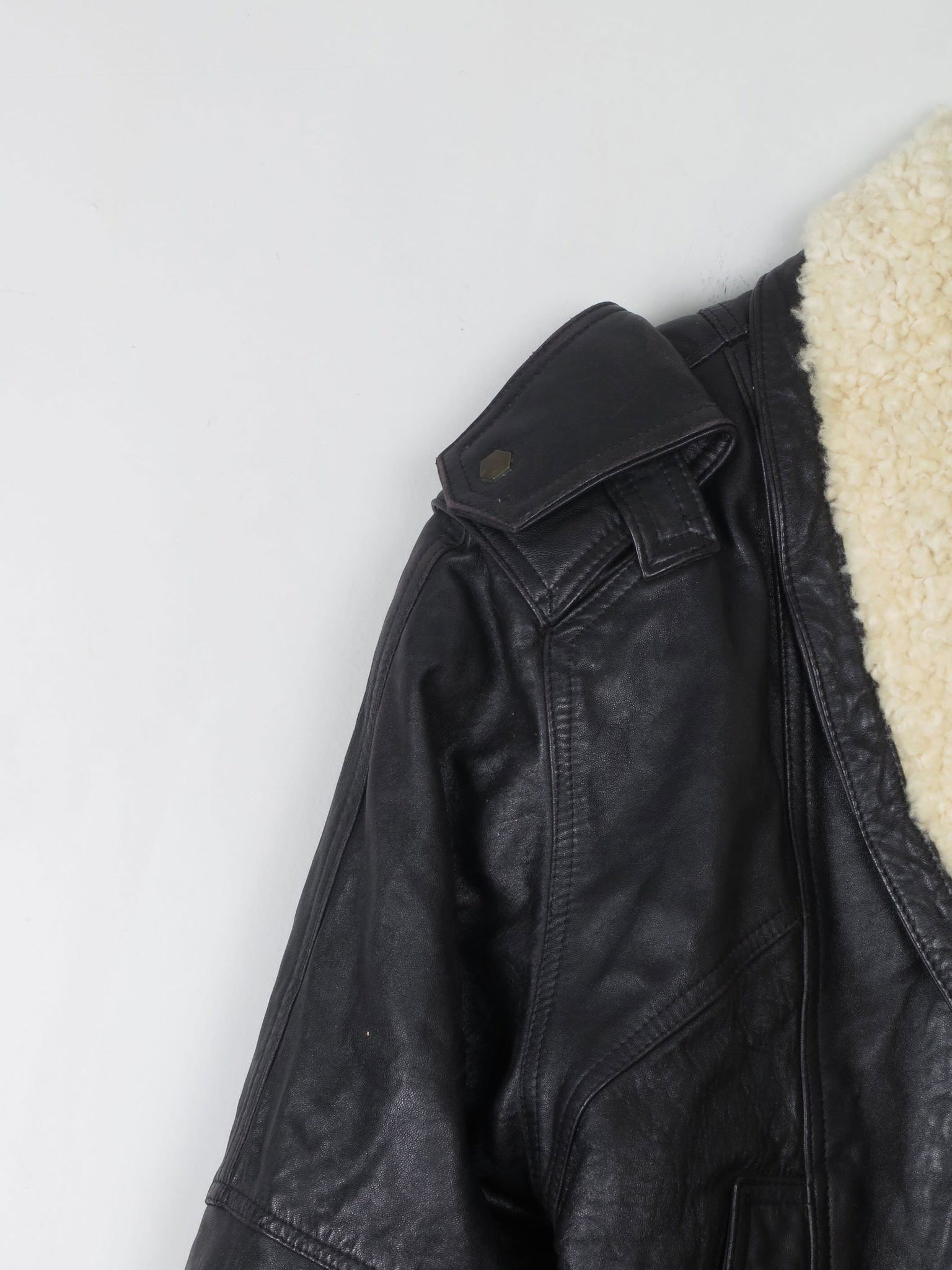 Women's Vintage Leather & Sheepskin Bomber Jacket S - The Harlequin