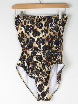 Women’s Vintage Leopard Print Strapless Swimsuit 8/10 Approx - The Harlequin