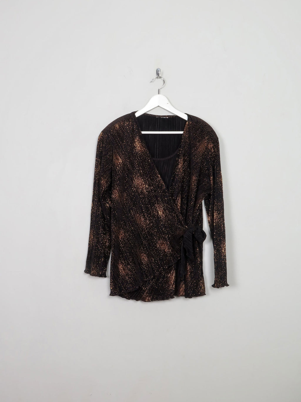 Women's Vintage Lurex Pleated Top M/L - The Harlequin