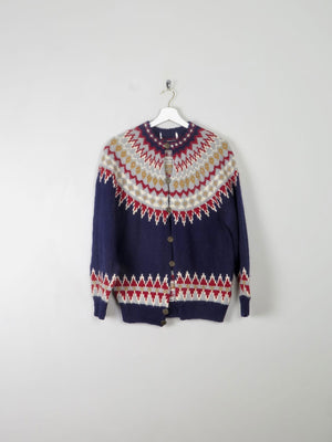 Women's Vintage Navy Fair Isle Cardigan S/M - The Harlequin