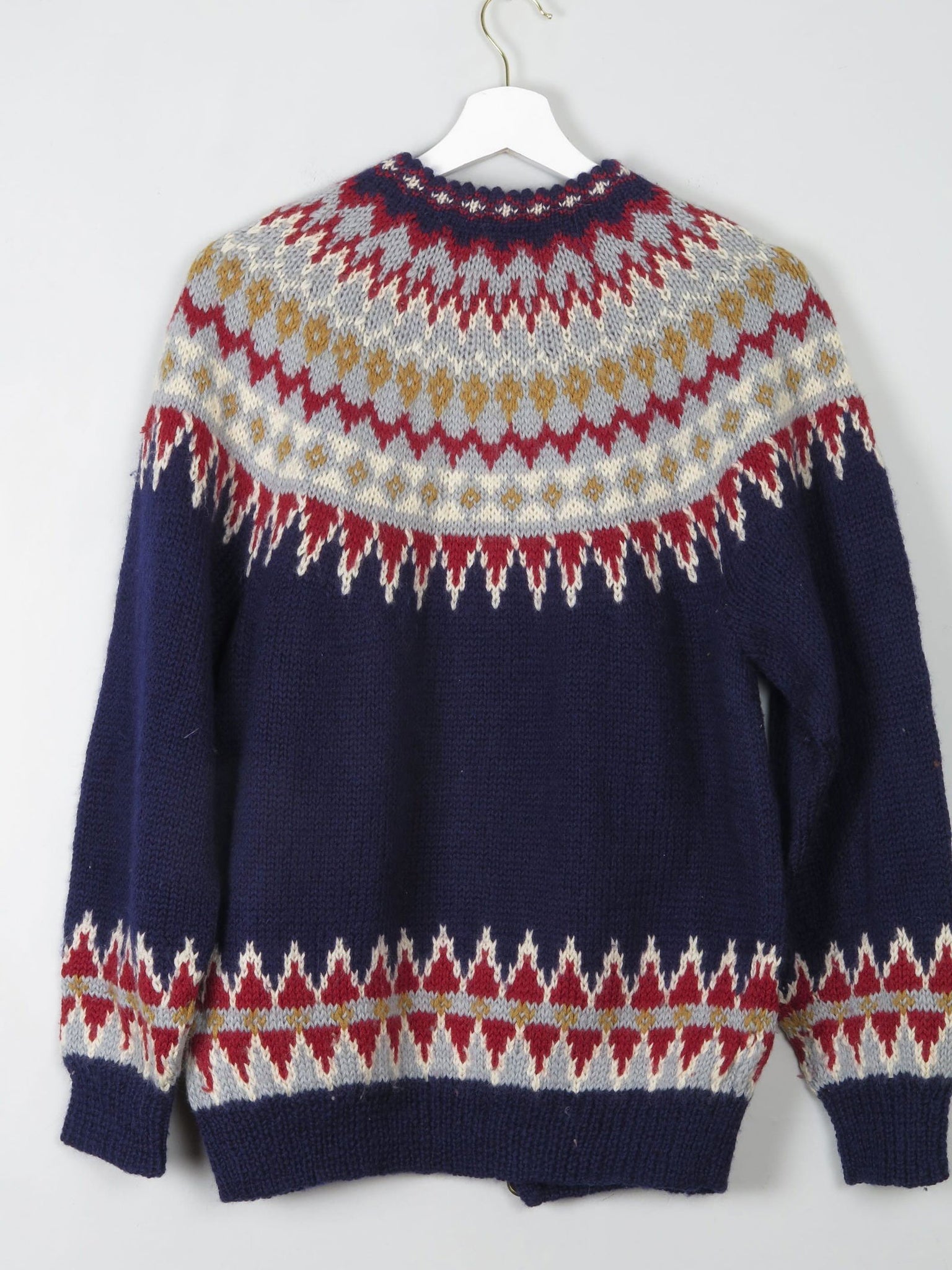 Women's Vintage Navy Fair Isle Cardigan S/M - The Harlequin