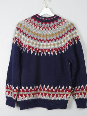 Women's Vintage Navy Fair Isle Cardigan S/M - The Harlequin