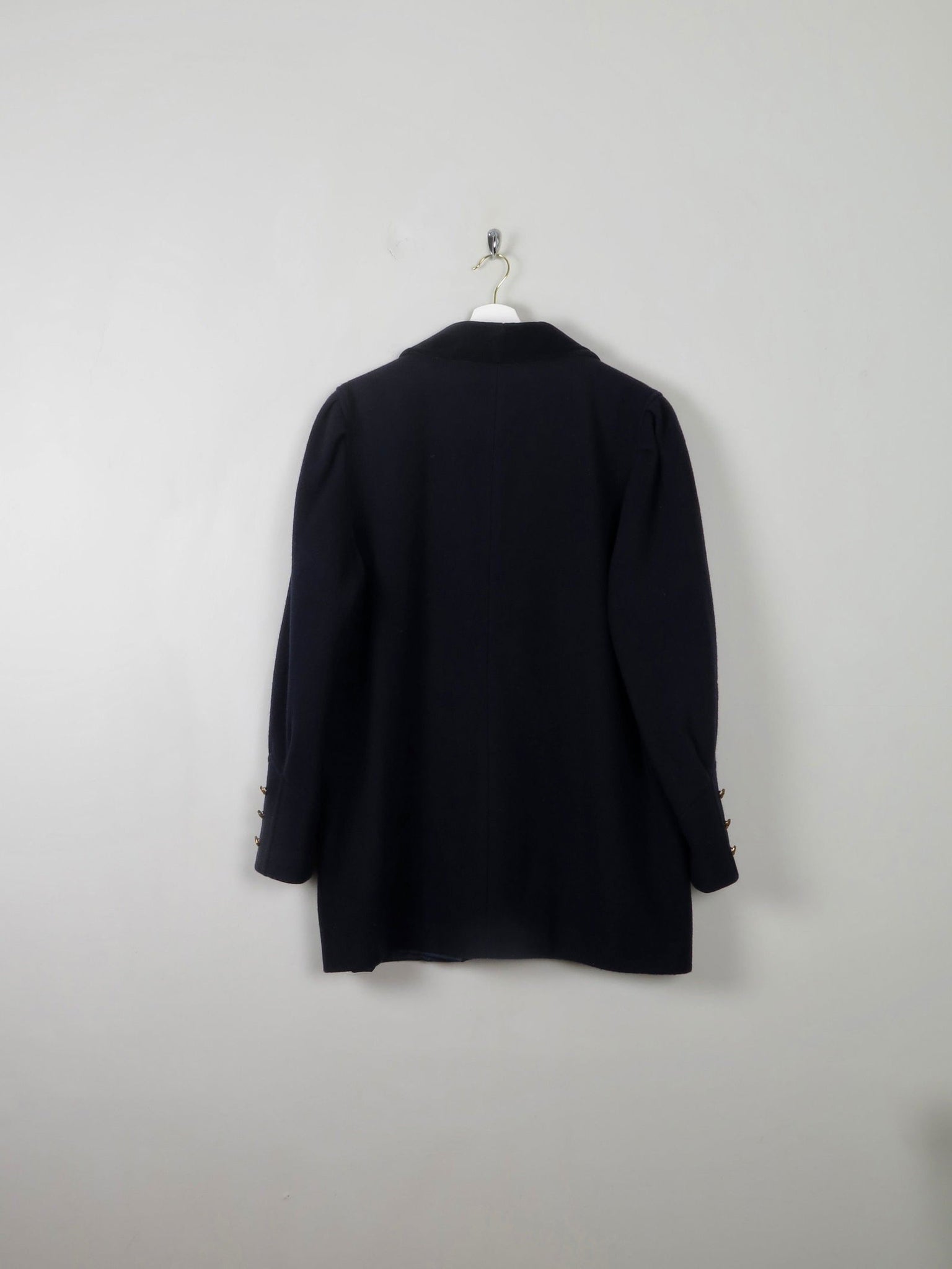 Women's Vintage Navy Short Coat With Velvet Trims S/M - The Harlequin