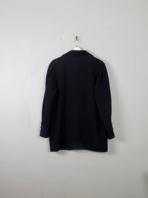 Women's Vintage Navy Short Coat With Velvet Trims S/M - The Harlequin