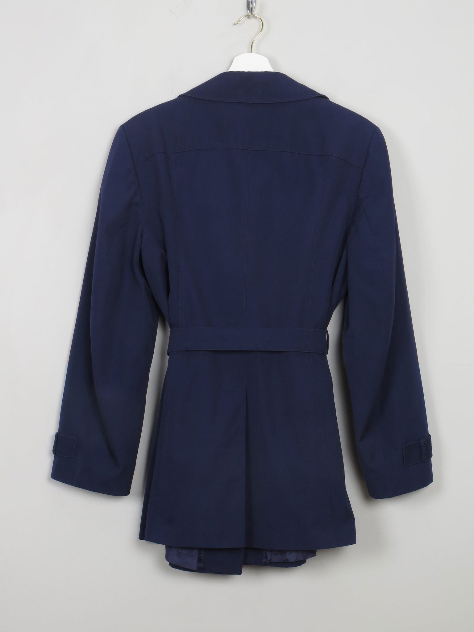 Women's Vintage Navy Short Trench Coat L - The Harlequin