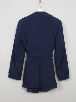 Women's Vintage Navy Short Trench Coat L - The Harlequin