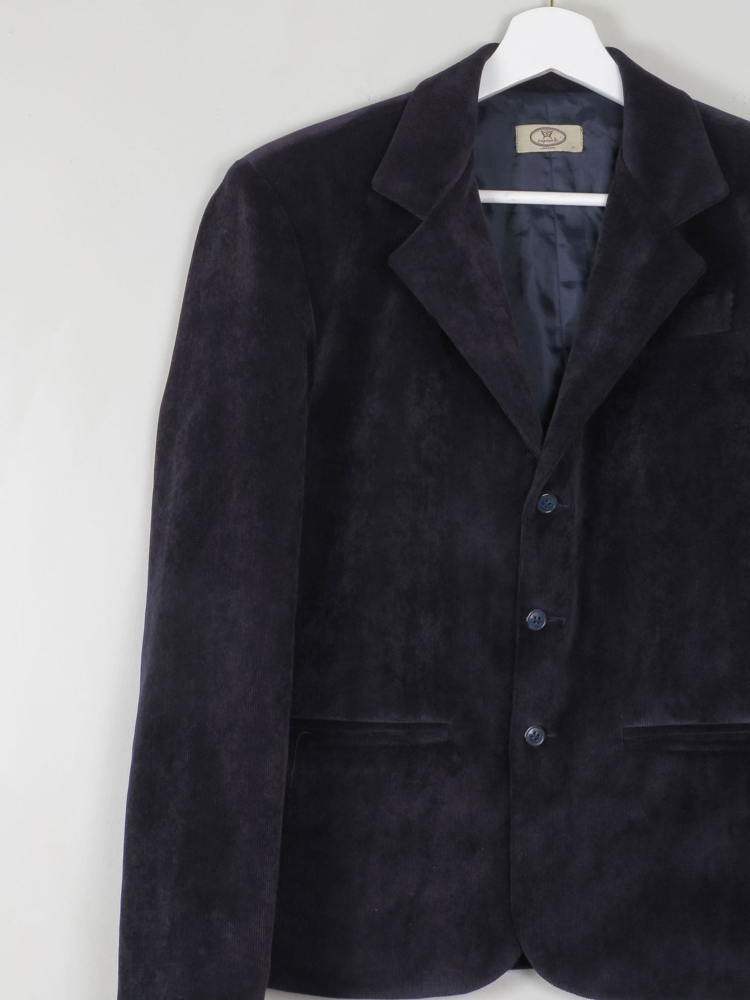 Women's Vintage Navy Velvet/ Cord Jacket 10/12 - The Harlequin