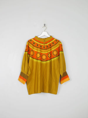 Women’s Vintage Orange/green/Yellow Smocked Top 1960s S/M - The Harlequin