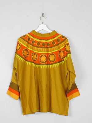 Women’s Vintage Orange/green/Yellow Smocked Top 1960s S/M - The Harlequin