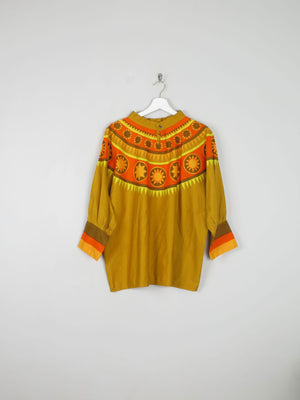 Women’s Vintage Orange/green/Yellow Smocked Top 1960s S/M - The Harlequin