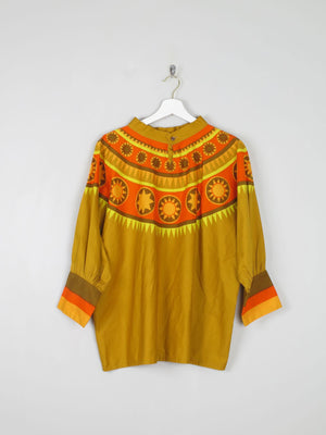 Women’s Vintage Orange/green/Yellow Smocked Top 1960s S/M - The Harlequin