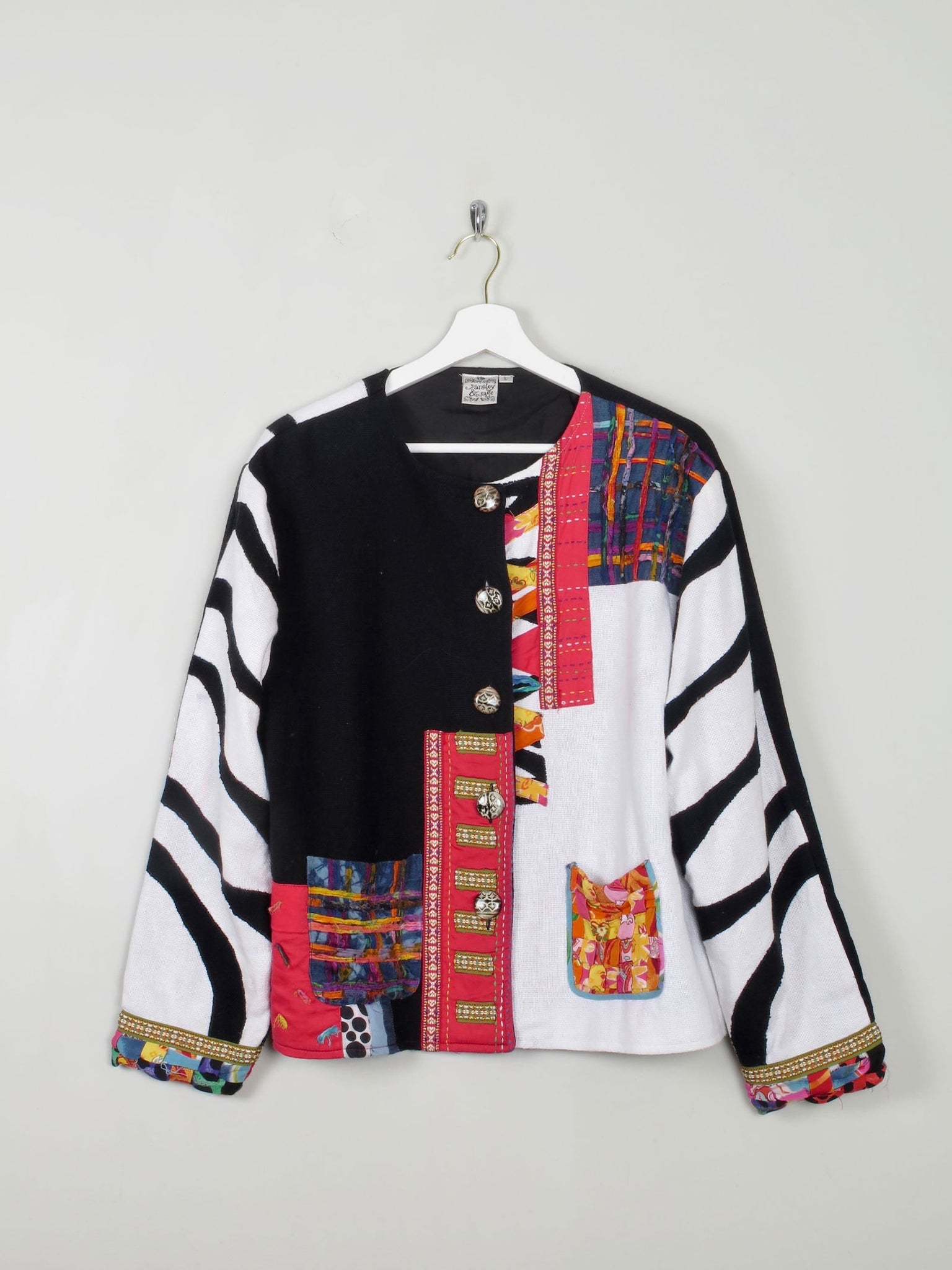 Women's Vintage Patchwork Jacket L - The Harlequin