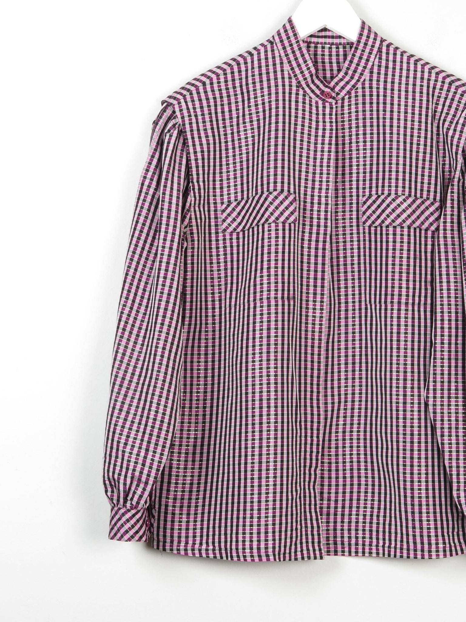Women's Vintage Pink/Purple Taffeta Blouse M/L - The Harlequin