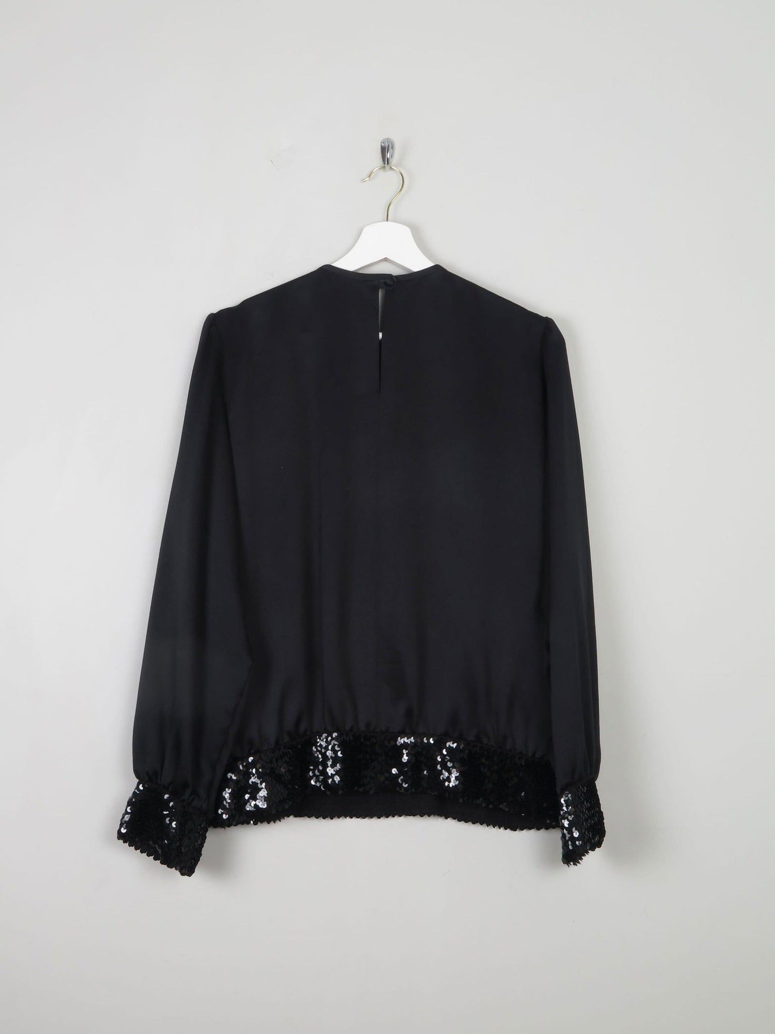 Women's Vintage Pink & Black Sequin Top M/L - The Harlequin