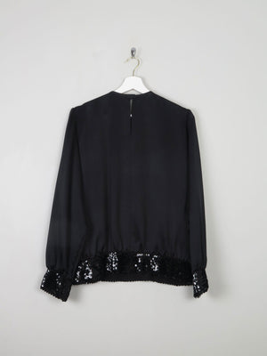 Women's Vintage Pink & Black Sequin Top M/L - The Harlequin