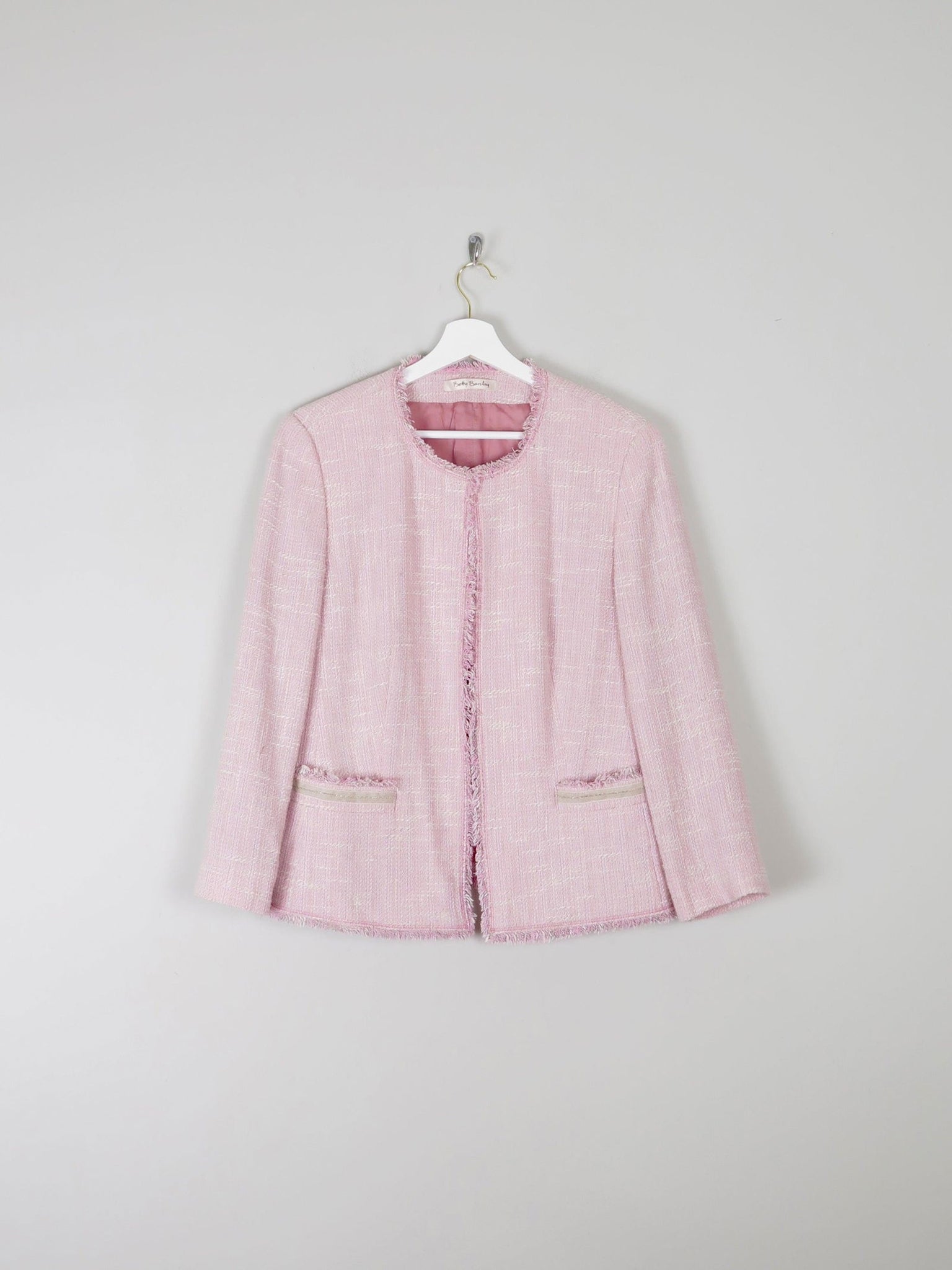 Women's Vintage  Pink Tweed Classic Betty Barclay Jacket  M - The Harlequin