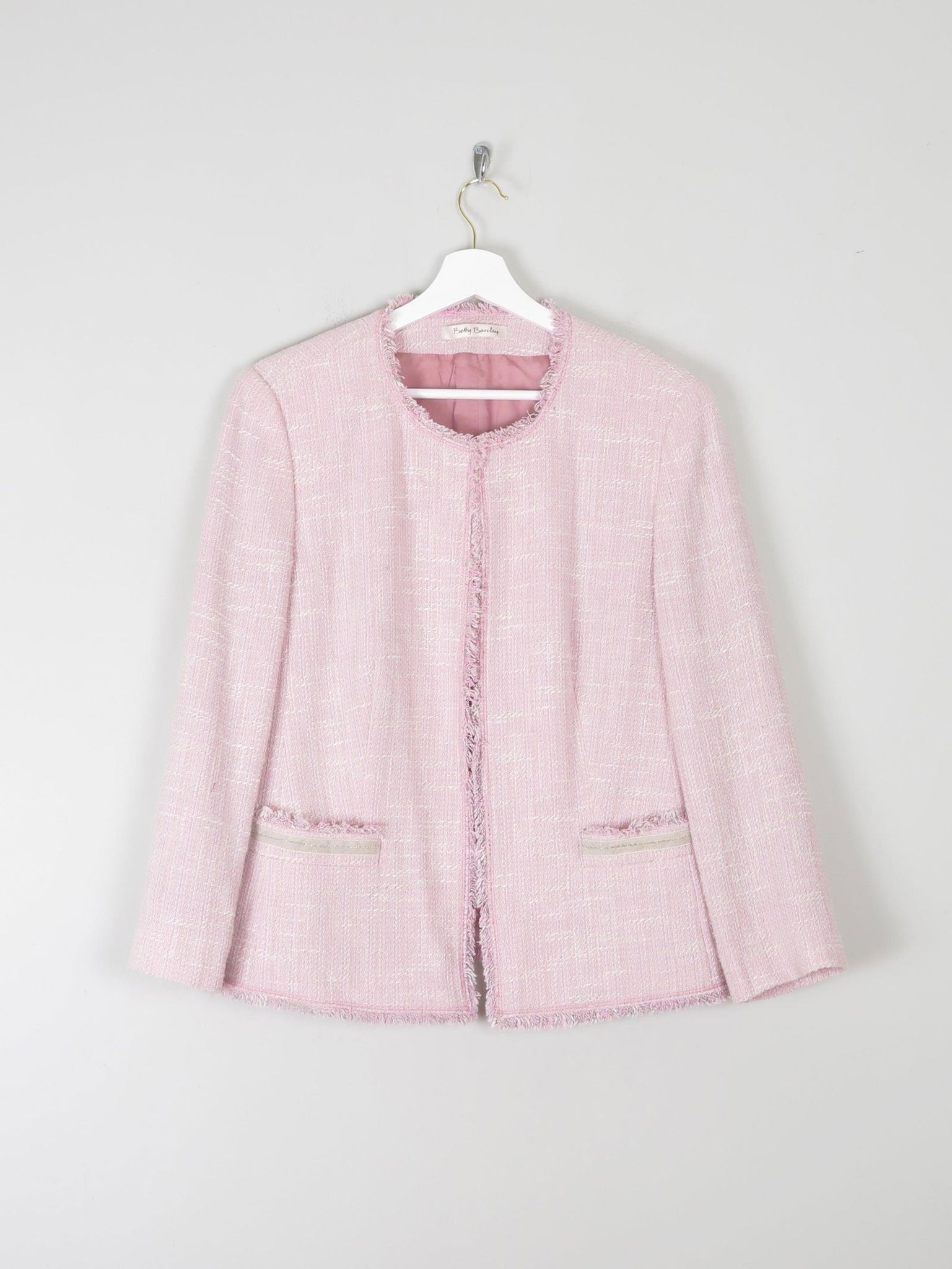 Women's Vintage  Pink Tweed Classic Betty Barclay Jacket  M - The Harlequin